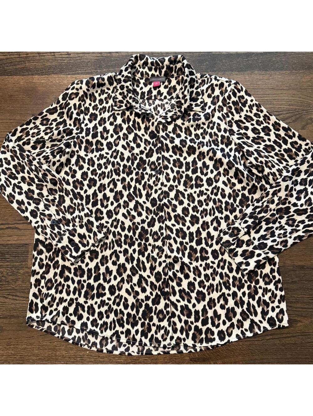 Vince Camuto Leopard Print Blouse Size Large